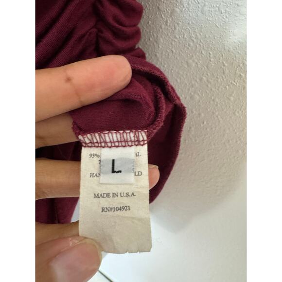 Lure Vintage Burgundy Ruched Peplum Top | Made in USA | Size Large - Picture 4 of 7